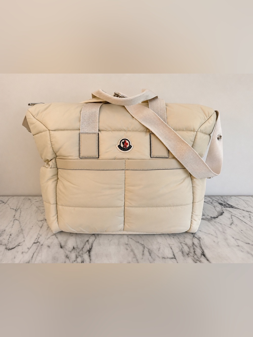 Moncler Enfant Beige Padded Diaper Bag NWOT Complete Set